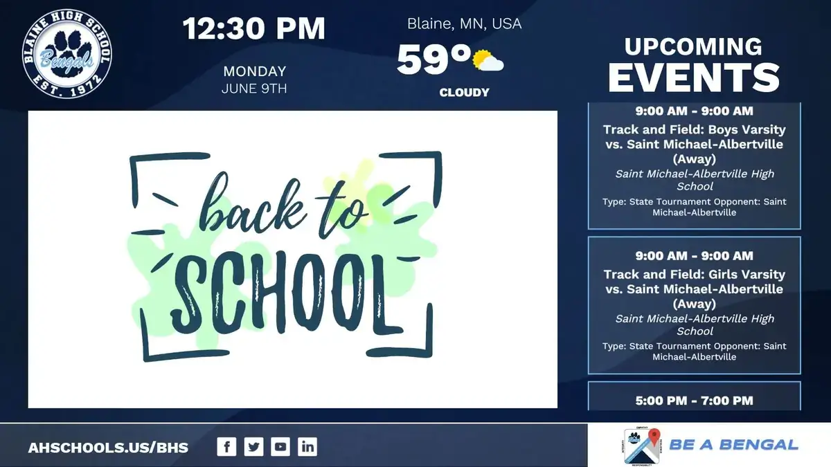 Blaine High School digital signage by REACH Media Network