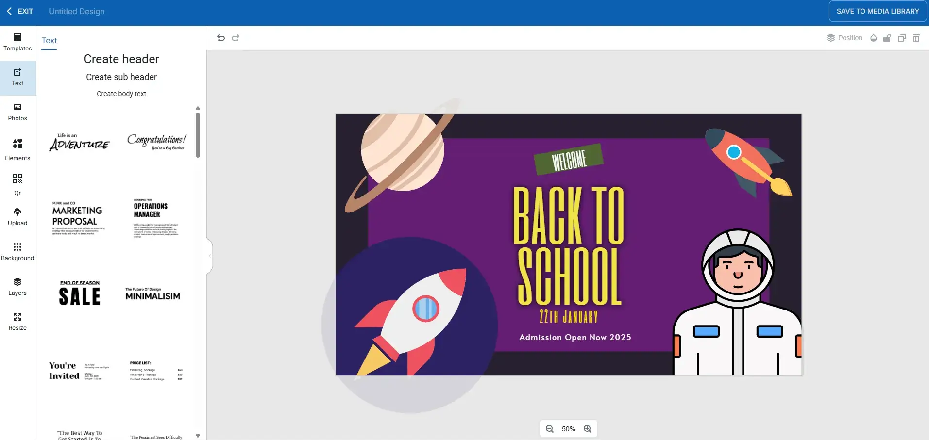 Reach Media Network digital signage CMS 2.0 design editor screenshot